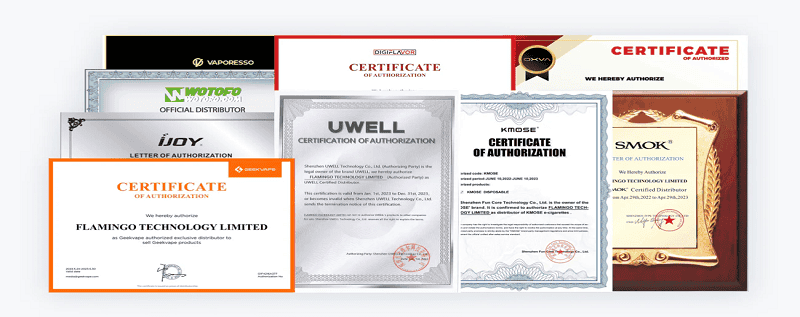 Fumot Vape Elite Partner Certificate